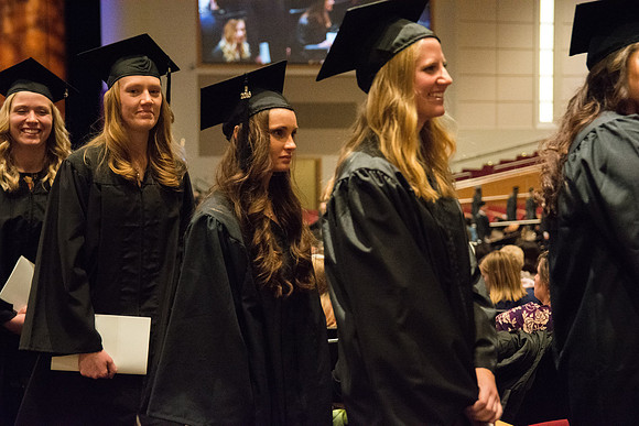Graduates participate in Recessional as they prepare to go to Convocation.