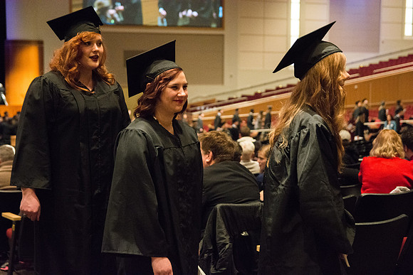 Graduates participate in Recessional as they prepare to go to Convocation.