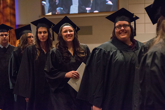 Graduates participate in Recessional as they prepare to go to Convocation.