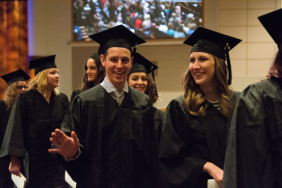 Graduates participate in Recessional as they prepare to go to Convocation.