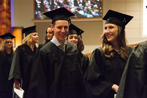 Graduates participate in Recessional as they prepare to go to Convocation.