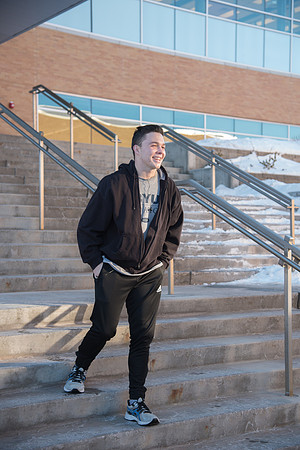 Student, Jaren Strader, heads to the Hart Gym to workout.