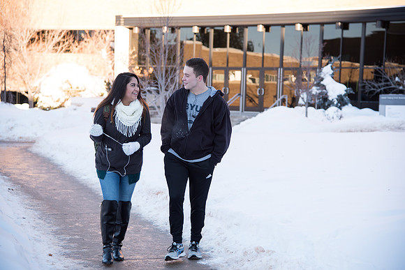 Students catch up with each other after the Christmas break.