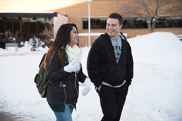 It's a happy reunion for students as they catch up together after the break.