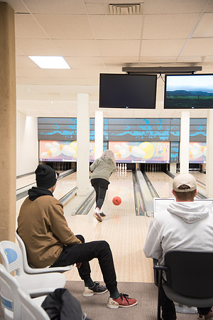 Students play a game of bowling before being swamped with homework.
