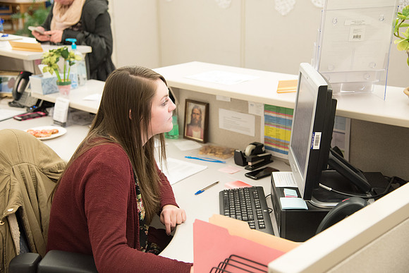Student, Bre Hurdsman, goes to school and works for Disability Services in the Library.