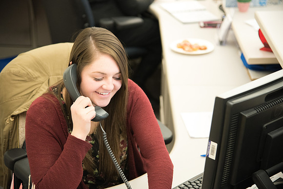 Student, Bre Hurdsman, goes to school and works for Disability Services in the Library.