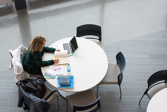 Students study in the Science and Technology Center in preparation for their new winter courses.