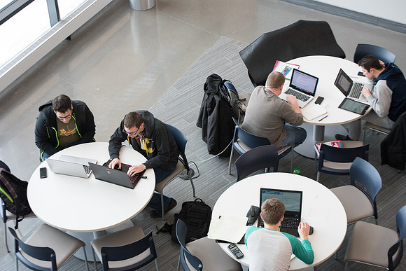 Students study in the Science and Technology Center in preparation for their new winter courses.
