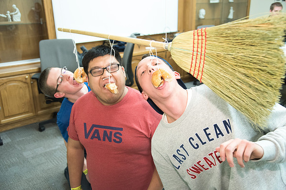 Students of BYU-Idaho participate in "Minute to Win It" Games.