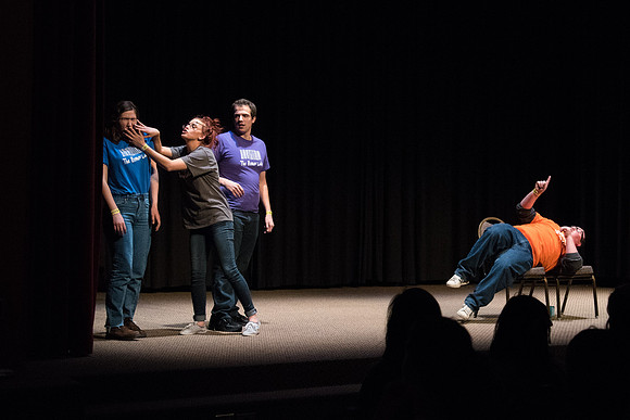Students of BYU-Idaho perform a comedy show for I-Night.