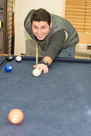 Students of BYU-Idaho play pool at I-Night.