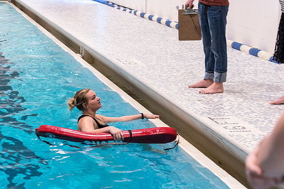 Students at BYU-Idaho tryout to become lifeguards for the Winter 2017 semester.