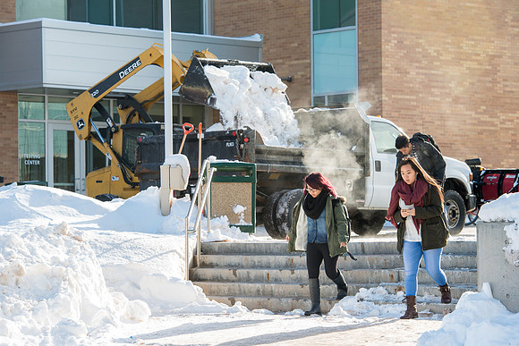 Physical Facilities has been busy trying to keep up with snow removal at BYU-Idaho Winter semester 2017.