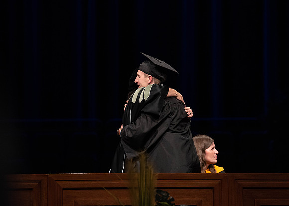 Students graduating from College of Agriculture and Life Sciences. Convocation in the BYU-Idaho Center.