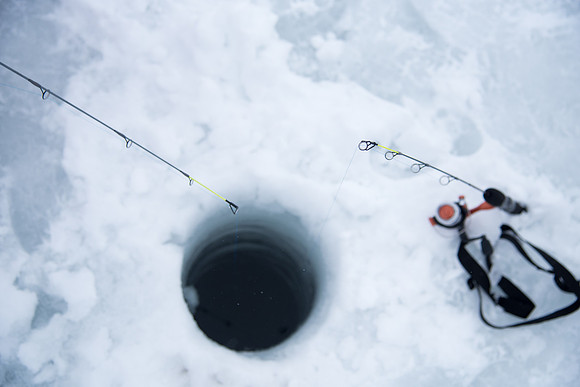 Students go Ice Fishing at Rainbow Lake with the Outdoor Recreation Center.