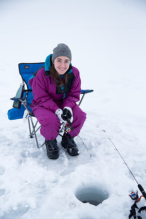 Students go Ice Fishing at Rainbow Lake with the Outdoor Recreation Center.
