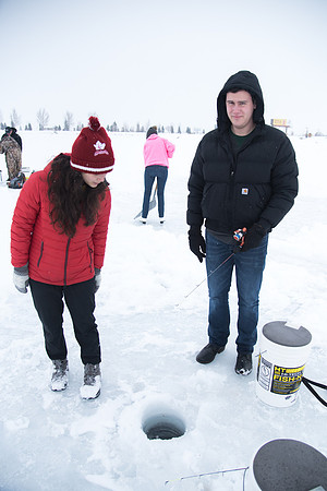 Students go Ice Fishing at Rainbow Lake with the Outdoor Recreation Center.