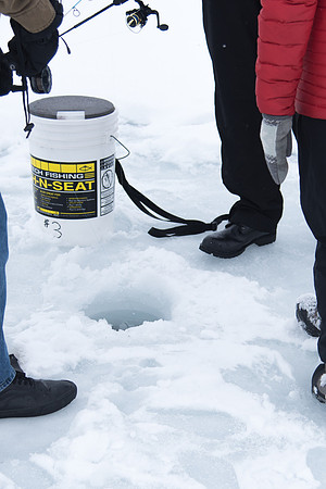 Students go Ice Fishing at Rainbow Lake with the Outdoor Recreation Center.