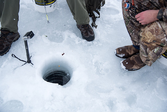 Students go Ice Fishing at Rainbow Lake with the Outdoor Recreation Center.
