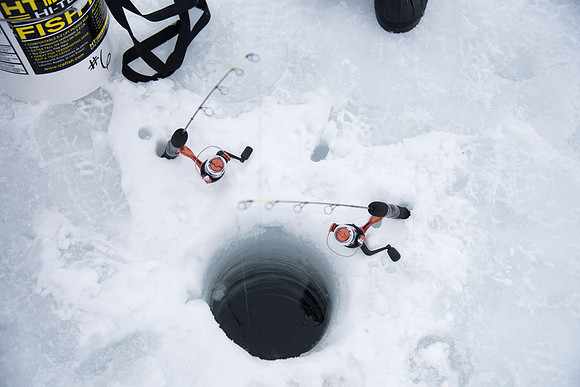 Students go Ice Fishing at Rainbow Lake with the Outdoor Recreation Center.