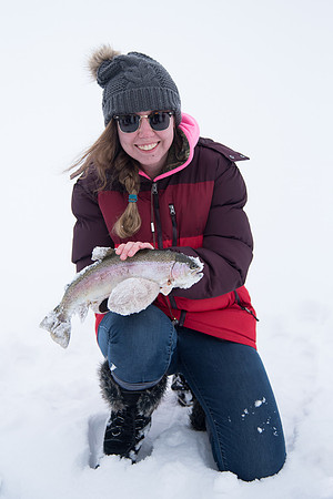 Students go Ice Fishing at Rainbow Lake with the Outdoor Recreation Center.