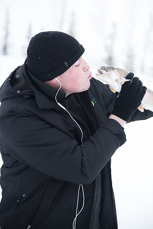 Students go Ice Fishing at Rainbow Lake with the Outdoor Recreation Center.
