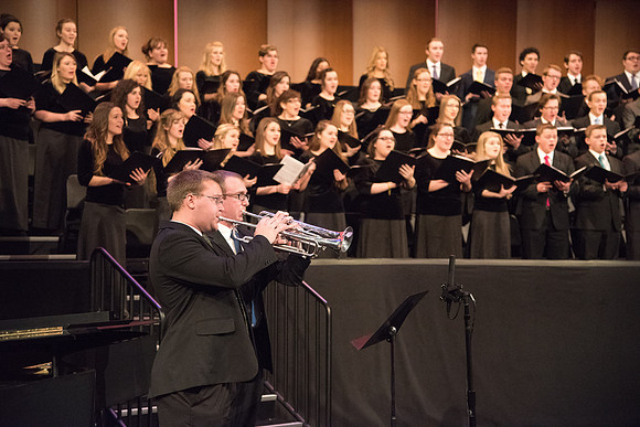 The BYU-Idaho Choir sings, "The Spirit of God," in Devotional.