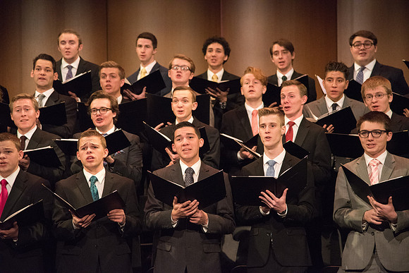 The BYU-Idaho Choir sings, "The Spirit of God," in Devotional.