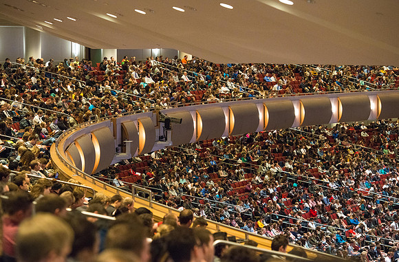 Elder Peter Meurs of the Quorum of the seventy speaks at Devotional in the BYU-Idaho Center.