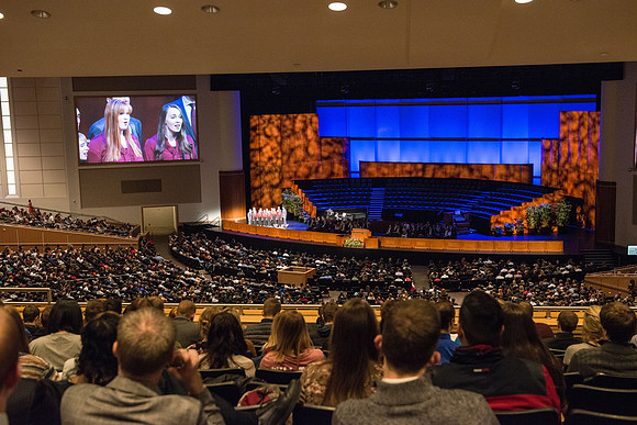 Students gather for the first devotional of Winter 2017 semester.