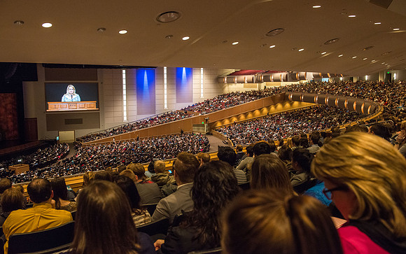 Students gather for the first devotional of Winter 2017 semester.