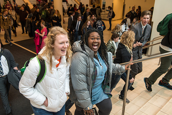 Students gather for the first devotional of Winter 2017 semester.