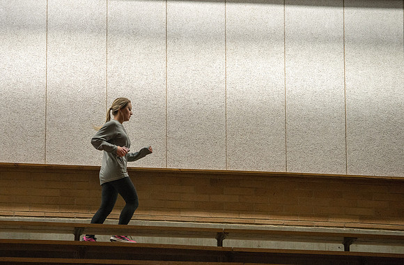 Working out in the Hart Building.