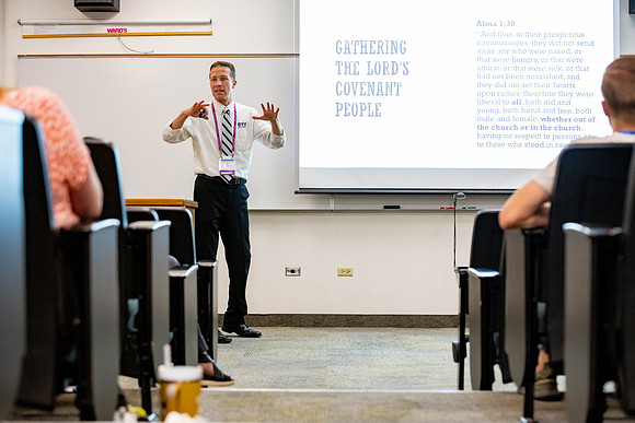 Adults gather at Brigham Young Univeristy - Idaho, for classes hosted by different Educators for Education Week.