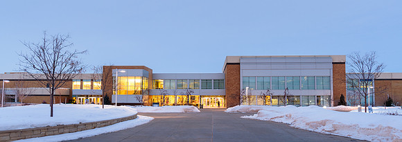 The Manwaring Center at dusk.