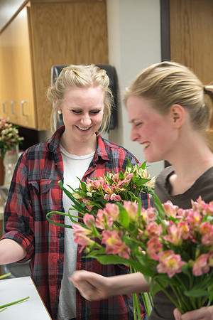 Horticulture students in the Floral Design class work on Flower Bouquets.