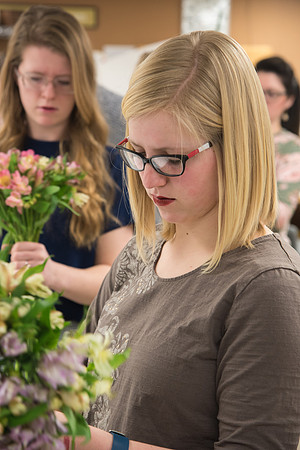 Horticulture students in the Floral Design class work on Flower Bouquets.
