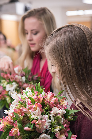 Horticulture students in the Floral Design class work on Flower Bouquets.