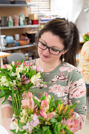 Horticulture students in the Floral Design class work on Flower Bouquets.