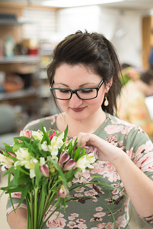 Horticulture students in the Floral Design class work on Flower Bouquets.