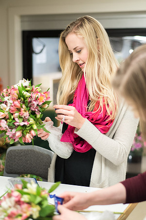 Horticulture students in the Floral Design class work on Flower Bouquets.