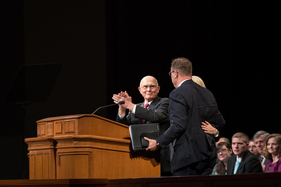 Elder Dallin H. Oaks announces the new BYU Pathway Worldwide educational program, led by President Clark G. Gilbert, and calling Henry J. Eyring as the new president of BYU-Idaho
