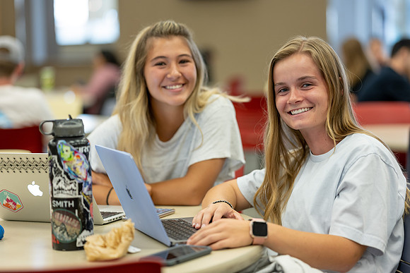 Students on campus the first week of Fall Semester.