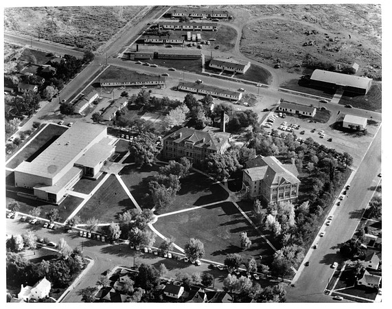 Ricks College Aerial Picture. Spori and Kirkham Buildings 1958