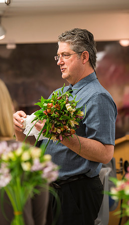 Students in Ben Romney's Floral Design class practice making bouquets.
