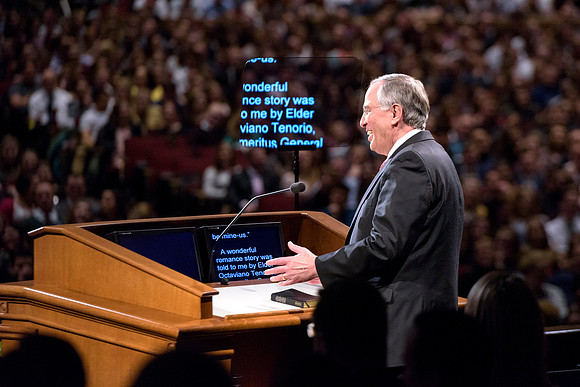 Elder Neil L. Andersen, speaks at BYU-Idaho's devotional. Photo by Ryan Chase.