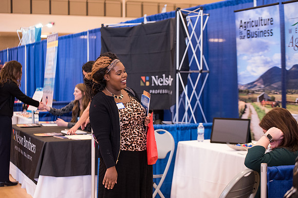 BYU-Idaho students attend the career fair. At the fair, students can find potential jobs and internships for their prospective majors.