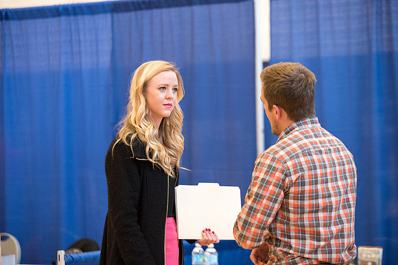 BYU-Idaho students attend the career fair. At the fair, students can find potential jobs and internships for their prospective majors.