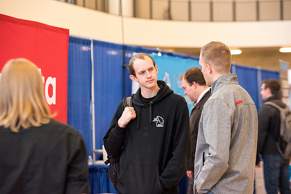 BYU-Idaho students attend the career fair. At the fair, students can find potential jobs and internships for their prospective majors.